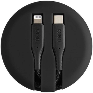 UNIQ MFI Halo USB-C-Lightning 18W Nylon Spiralkabel 1.2m schwarz/midnight black