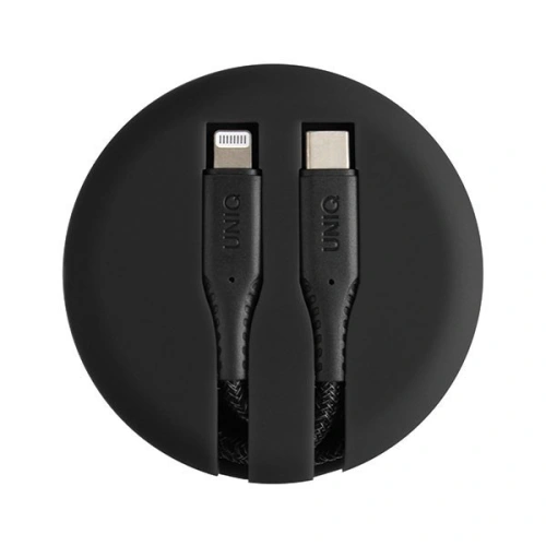 Kup UNIQ MFI Halo USB-C-Lightning 18W nylonos tekercses kábel 1,2m fekete/éjfekete - UNIQ129BLK - {ean13} - Sklep Home Screen