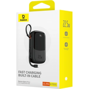 Powerbank Baseus QPow Pro+ 20000mAh 22.5W + wbudowany kabel USB-C czarny