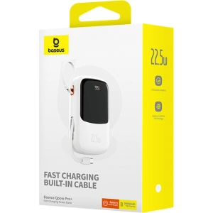 Buy Baseus QPow Pro+ powerbank 20000mAh 22.5W + built-in USB-C cable white - BSU4875 - {ean13} - Home Screen Store Europe