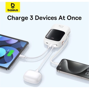 Buy Baseus QPow Pro+ powerbank 20000mAh 22.5W + built-in USB-C cable white - BSU4875 - {ean13} - Home Screen Store Europe