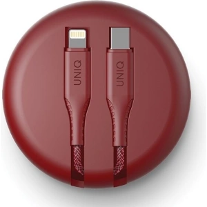 UNIQ MFI Halo USB-C-Lightning 18W Nylon-Spiralkabel 1,2m rot/karminrot