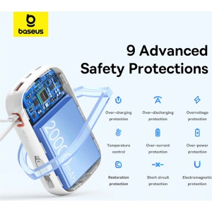 Buy Baseus QPow Pro+ powerbank 20000mAh 22.5W + built-in USB-C cable white - BSU4875 - {ean13} - Home Screen Store Europe