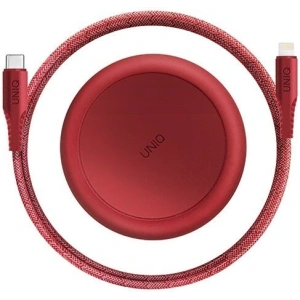 UNIQ MFI Halo USB-C-Lightning 18W Nylon-Spiralkabel 1,2m rot/karminrot