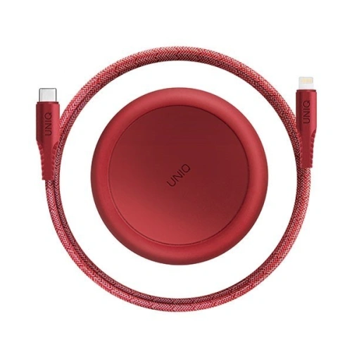 Kup UNIQ MFI Halo USB-C-Lightning 18W Nylon-Spiralkabel 1,2m rot/karminrot - UNIQ130RED - {ean13} - Sklep Home Screen