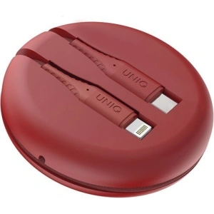 UNIQ kabel MFI Halo USB-C-Lightning 18W nylonowy zwijany 1,2m czerwony/carmine red