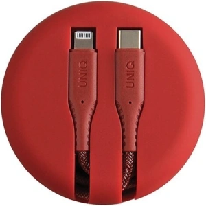 UNIQ kabel MFI Halo USB-C-Lightning 18W nylonowy zwijany 1,2m czerwony/carmine red