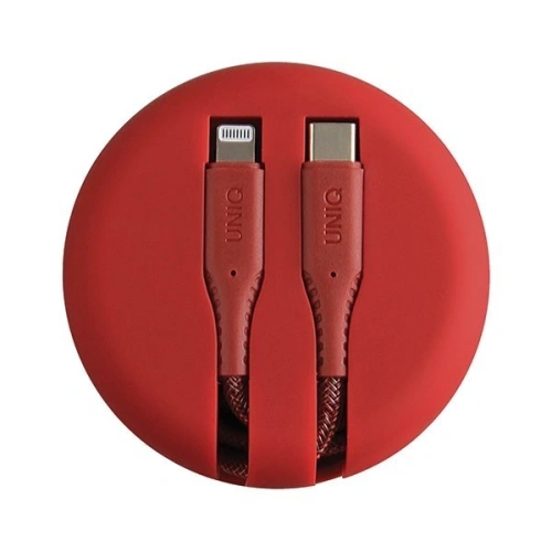 Kup UNIQ kabel MFI Halo USB-C-Lightning 18W nylonowy zwijany 1,2m czerwony/carmine red - UNIQ130RED - {ean13} - Sklep Home Screen