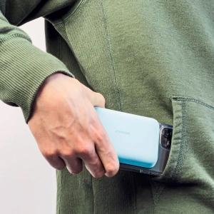 Powerbank Joyroom JR-W020 MagSafe 10000mAh 20W + kabel USB-A / USB-C 25cm jasnoniebieski