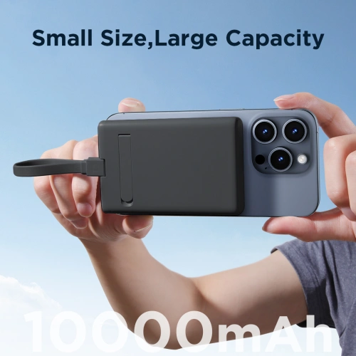 Kup Powerbank Joyroom JR-PBM01 MagSafe 10000mAh 20W mit Ständer + Lightning / USB-C Kabel schwarz - JYR1002 - {ean13} - Sklep Home Screen