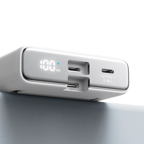 Kup Powerbank Joyroom JR-PBM01 MagSafe 10000mAh 20W z podstawką + kabel Lightning / USB-C biały - JYR1003 - {ean13} - Sklep Home Screen