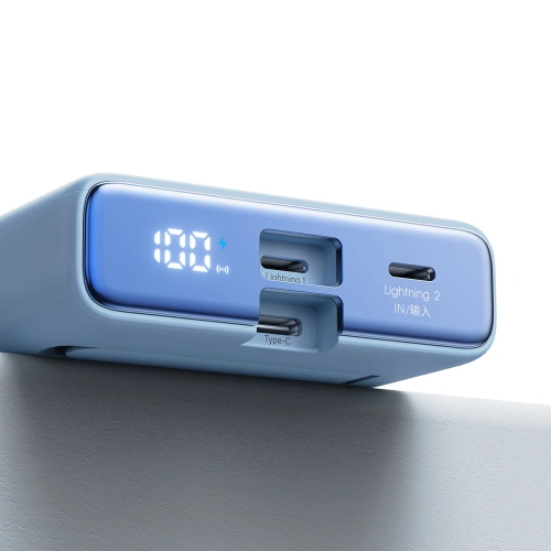 Kup Powerbank Joyroom JR-PBM01 MagSafe 10000mAh 20W z podstawką + kabel Lightning / USB-C niebieski - JYR1004 - {ean13} - Sklep Home Screen