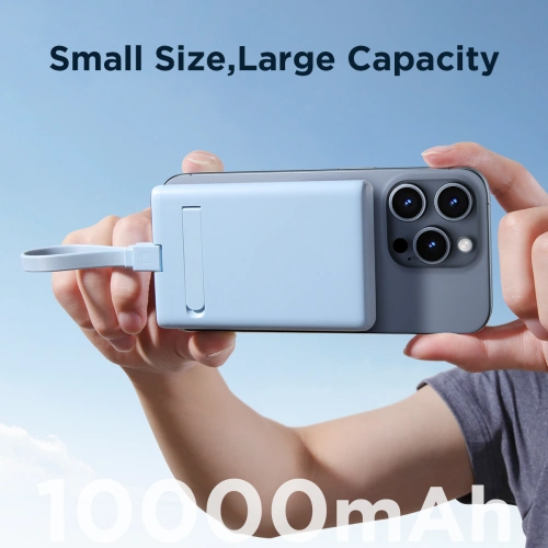 Kup Powerbank Joyroom JR-PBM01 MagSafe 10000mAh 20W mit Ständer + Lightning / USB-C Kabel blau - JYR1004 - {ean13} - Sklep Home Screen