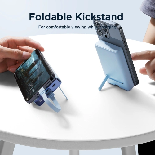 Kup Powerbank Joyroom JR-PBM01 MagSafe 10000mAh 20W mit Ständer + Lightning / USB-C Kabel blau - JYR1004 - {ean13} - Sklep Home Screen