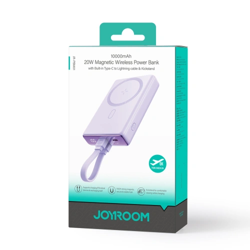 Kup Powerbank Joyroom JR-PBM01 MagSafe 10000mAh 20W z podstawką + kabel Lightning / USB-C fioletowy - JYR1005 - {ean13} - Sklep Home Screen