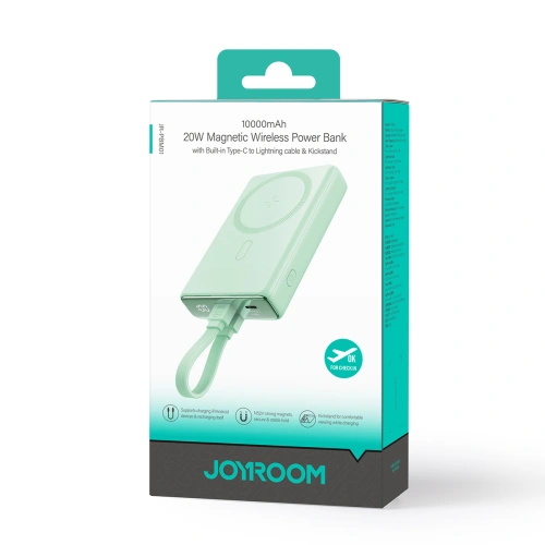 Kup Powerbank Joyroom JR-PBM01 MagSafe 10000mAh 20W z podstawką + kabel Lightning / USB-C zielony - JYR1006 - {ean13} - Sklep Home Screen