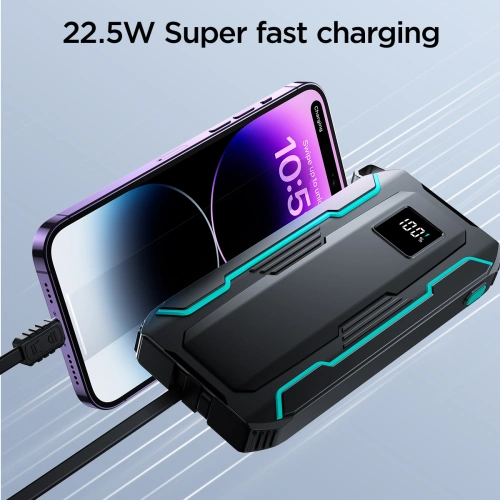 Kup Powerbank Joyroom JR-L017 10000mAh 22.5W cu cabluri integrate USB-C, Lightning negru - JYR1007 - {ean13} - Sklep Home Screen