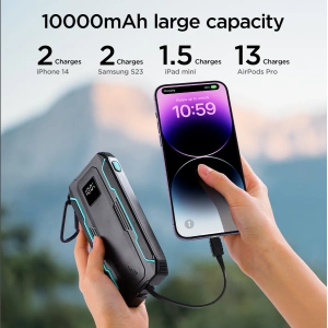 Kup Powerbank Joyroom JR-L017 10000mAh 22.5W z wbudowanymi kablami USB-C, Lightning czarny - JYR1007 - {ean13} - Sklep Home Screen