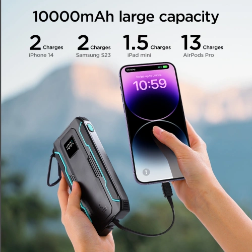 Kup Powerbank Joyroom JR-L017 10000mAh 22.5W s vestavěnými kabely USB-C, Lightning černý - JYR1007 - {ean13} - Sklep Home Screen