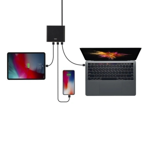 Kup UNIQ Ład. siec. HUB Surge 90W czarny /charcoal black 2xUSB Quick Charge 3.0 + 2xUSB-C PD 3.0 (LITHOS Collective) - UNIQ135BLK - {ean13} - Sklep Home Screen
