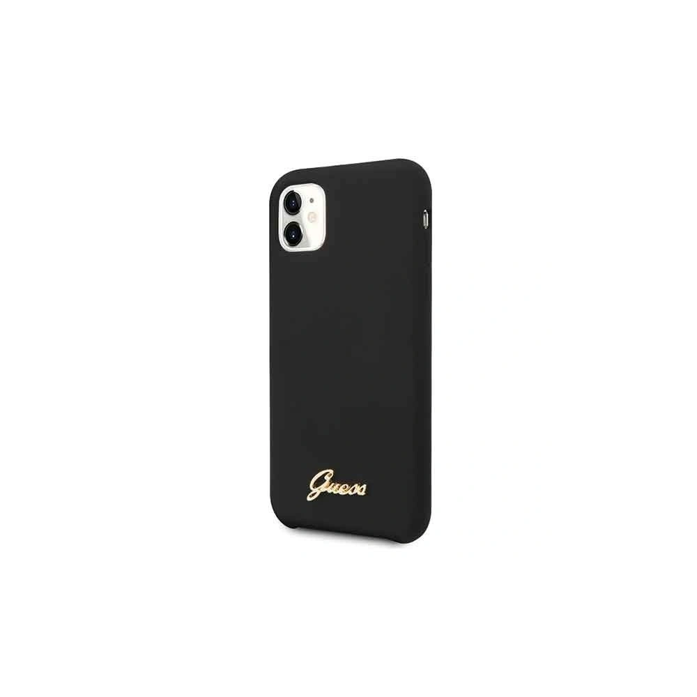 Etui Guess GUHCN61LSLMGBK Apple iPhone 11 black/czarny hard case Silicone Vintage Gold Logo