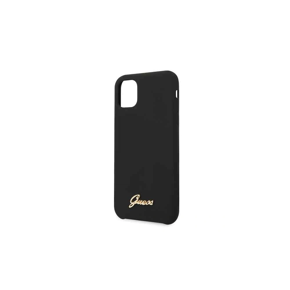 Etui Guess GUHCN61LSLMGBK Apple iPhone 11 black/czarny hard case Silicone Vintage Gold Logo