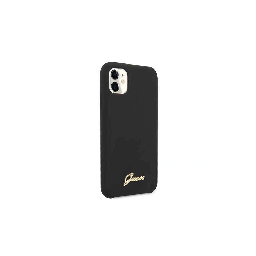 Etui Guess GUHCN61LSLMGBK Apple iPhone 11 black/czarny hard case Silicone Vintage Gold Logo