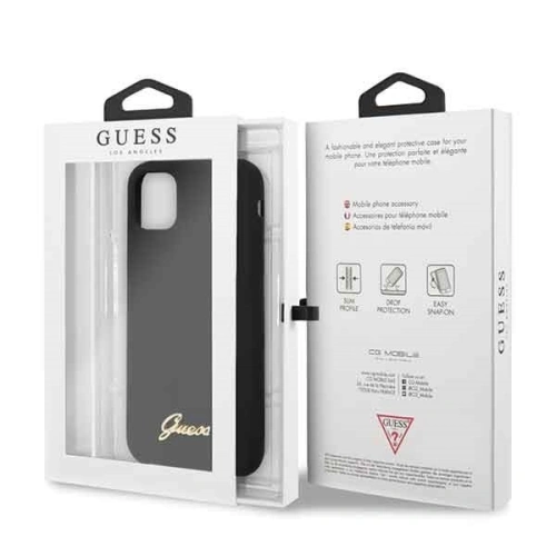 Kup Etui Guess GUHCN61LSLMGBK Apple iPhone 11 černé/hard case silikonové vintage zlaté logo - GUE218BLK - {ean13} - Sklep Home Screen
