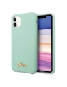 Etui Guess GUHCN61LSLMGG Apple iPhone 11 zöld/green kemény tok Szilikon Vintage Gold Logo