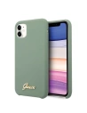 Etui Guess GUHCN61LSLMGKA Apple iPhone 11 carcasă dură khaki din silicon cu logo vintage aurie