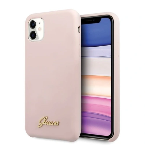 Kup Etui Guess GUHCN61LSLMGLP Apple iPhone 11 jasně růžové/light pink tvrdé pouzdro silikonové vintage zlaté logo - GUE221PNK - {ean13} - Sklep Home Screen