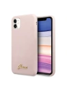 Etui Guess GUHCN61LSLMGLP Apple iPhone 11 roz hard case din silicon vintage cu logo auriu