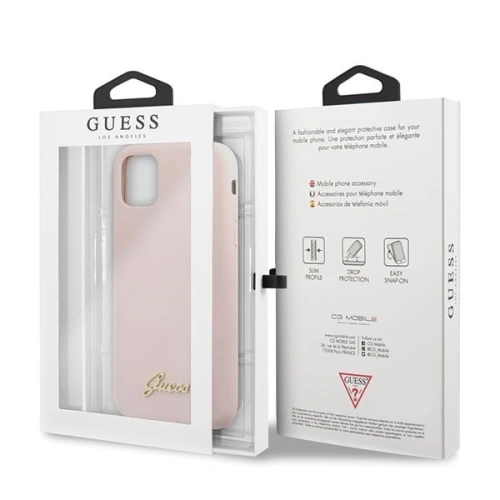 Kup Etui Guess GUHCN61LSLMGLP Apple iPhone 11 roz hard case din silicon vintage cu logo auriu - GUE221PNK - {ean13} - Sklep Home Screen
