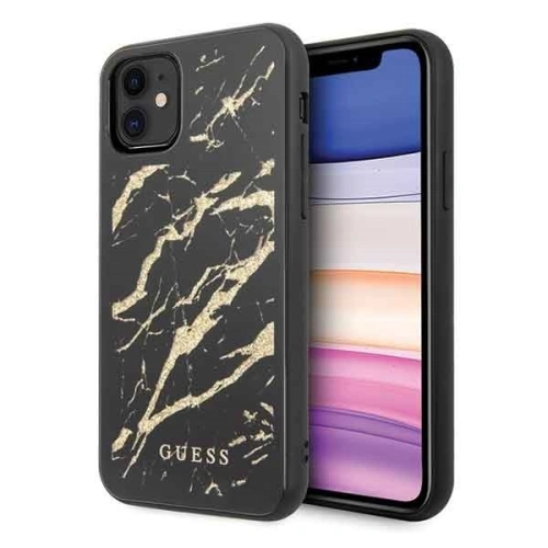 Kup Etui Guess GUHCN61MGGBK Apple iPhone 11 černé/black hard case Glitter Marble Glass - GUE223BLK - {ean13} - Sklep Home Screen