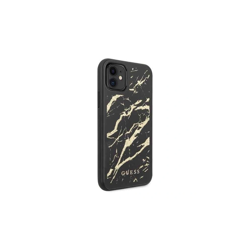 Etui Guess GUHCN61MGGBK Apple iPhone 11 czarny/black hard case Glitter Marble Glass