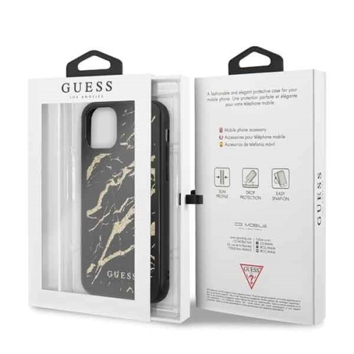 Kup Etui Guess GUHCN61MGGBK Apple iPhone 11 černé/black hard case Glitter Marble Glass - GUE223BLK - {ean13} - Sklep Home Screen