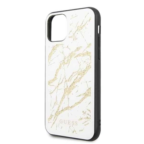 Kup Etui Guess GUHCN61MGGWH Apple iPhone 11 alb/white hard case Glitter Marble Glass - GUE224WHT - {ean13} - Sklep Home Screen