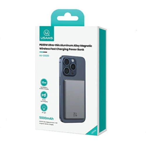 Kup Bezdrátová powerbanka USAMS US-CD220 5000mAh 20W Rychlé nabíjení tmavě šedá/dark grey - USA1088 - {ean13} - Sklep Home Screen