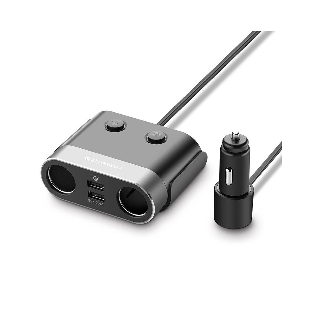 Rozdzielacz gniazda zapalniczki UGREEN 2xUSB + 2x gniazdo zapalniczki 120W