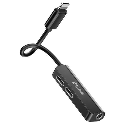 Kup Adaptér Audio Baseus L52 Lightning na Mini Jack 3.5mm a 2x Lightning (černý) - BSU650BLK - {ean13} - Sklep Home Screen