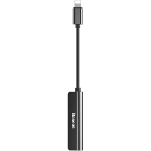 Adapter Audio Baseus L52 Lightning do Mini Jack 3.5mm i 2x Lightning (czarny)