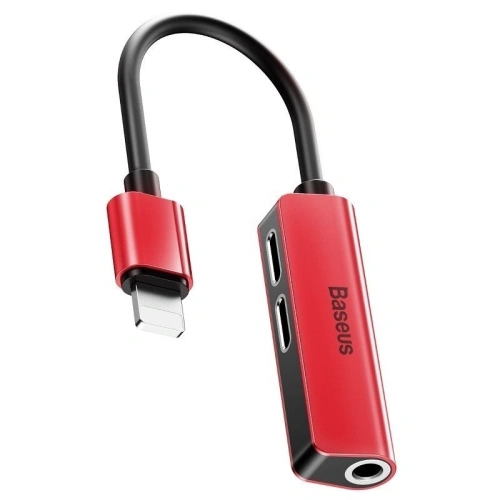 Kup Baseus 3.5mm Audio-Adapter L52 Lightning auf Mini Jack und 2x Lightning (rot) - BSU651RED - {ean13} - Sklep Home Screen
