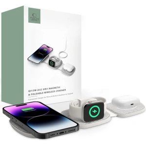 Kup Încărcător wireless Tech-Protect QI15W-A32 3in1 Magnetic Magsafe Wireless Charger Grey + cablu USB-C / USB-C 120cm - THP2773 - {ean13} - Sklep Home Screen
