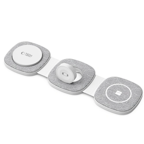 Kup Ładowarka bezprzewodowa Tech-Protect QI15W-A32 3in1 Magnetic Magsafe Wireless Charger Grey + kabel USB-C / USB-C 120cm - THP2773 - {ean13} - Sklep Home Screen