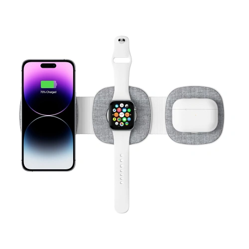 Kup Ładowarka bezprzewodowa Tech-Protect QI15W-A32 3in1 Magnetic Magsafe Wireless Charger Grey + kabel USB-C / USB-C 120cm - THP2773 - {ean13} - Sklep Home Screen