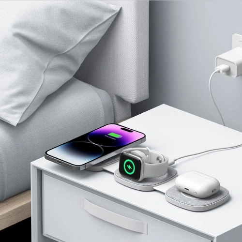 Kup Ładowarka bezprzewodowa Tech-Protect QI15W-A32 3in1 Magnetic Magsafe Wireless Charger Grey + kabel USB-C / USB-C 120cm - THP2773 - {ean13} - Sklep Home Screen