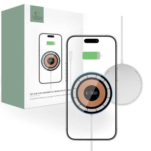 Kup Bezdrátová nabíječka Tech-Protect QI15W-A30 Magnetic Magsafe Wireless Charger Silver - THP2774 - {ean13} - Sklep Home Screen