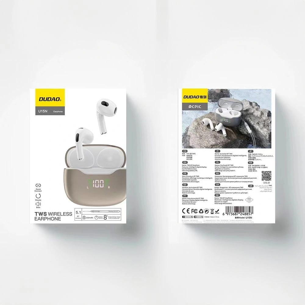 Słuchawki bezprzewodowe douszne Dudao U15N TWS Bluetooth 5.1 białe