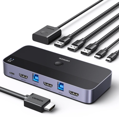 Kup Switch KVM UGREEN CM664 3xUSB-A, 2xUSB-B, 2xUSB-C, 3xHDMI, micro USB negru - UGR1824 - {ean13} - Sklep Home Screen