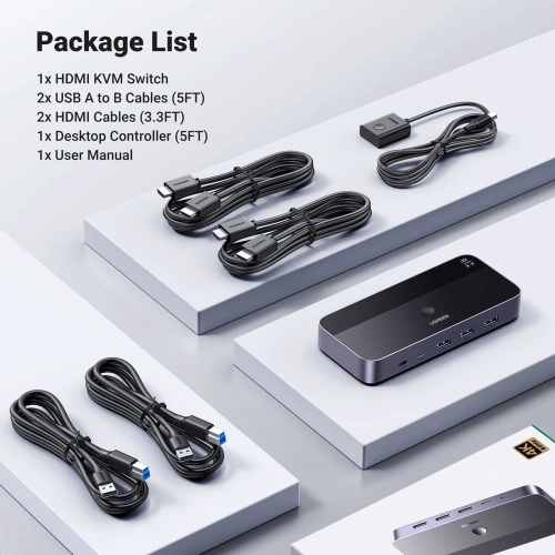 Kup Switch KVM UGREEN CM664 3xUSB-A, 2xUSB-B, 2xUSB-C, 3xHDMI, micro USB negru - UGR1824 - {ean13} - Sklep Home Screen